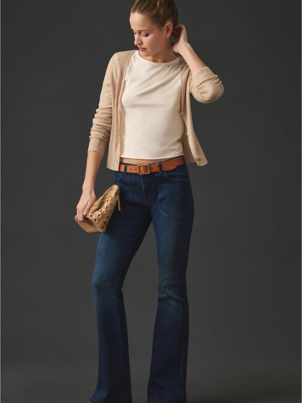 Anthropologie Pilcro The Icon Low-rise Dark Blue Flare Jeans Dark Blue Rinse 31